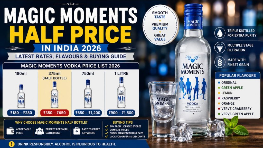 Magic Moments Half Price in India 2026 – Latest 375ml Bottle Rates & Guide